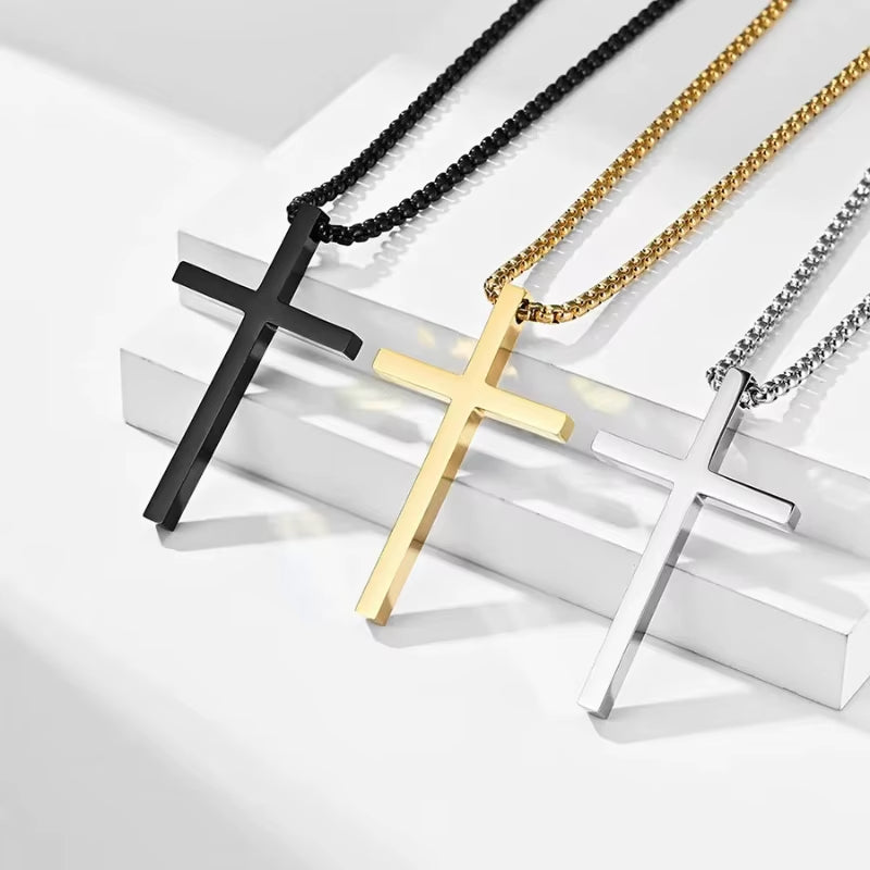 Luxe Cross Sweater Chain – Titanium Steel Boldness with Seasonal Edge